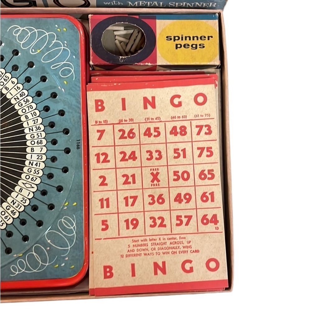 1950s vintage MCM Pressman Bingo Board game with metal spinner complete 100% - Picture 5 of 8